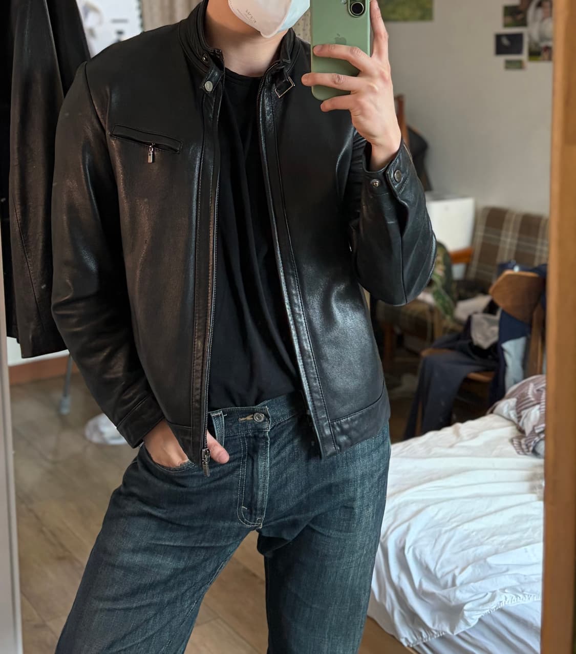 이탈리아 램스킨 미니멀 라이더 자켓 상품이미지8