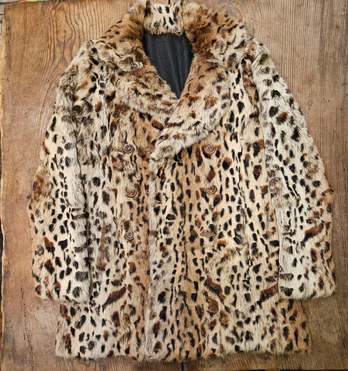 빈티지 리얼 퍼 레오파드 더블 자켓 상품이미지1
