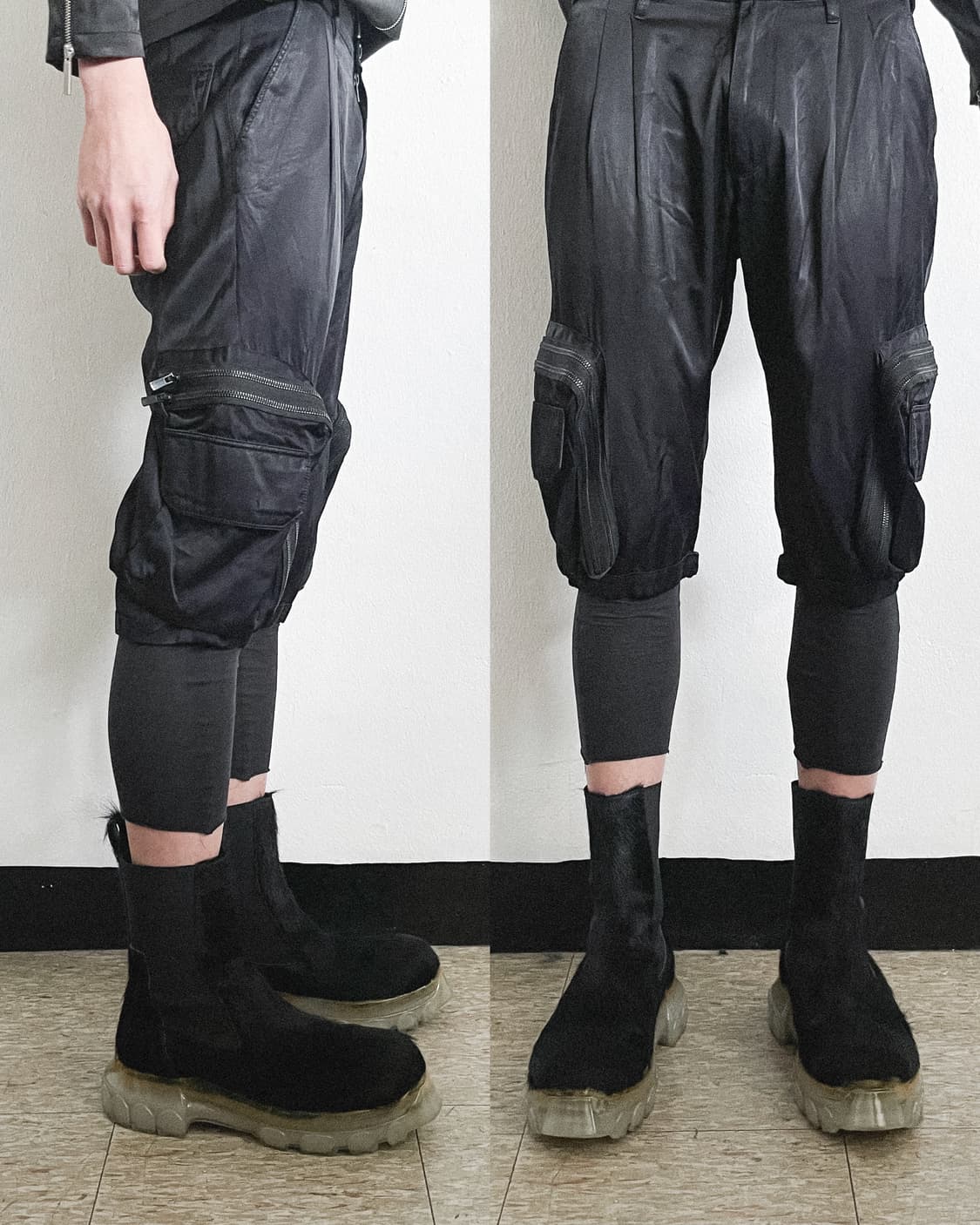 닐바렛 실크 드레이프 카고포켓 카프리팬츠 상품이미지2