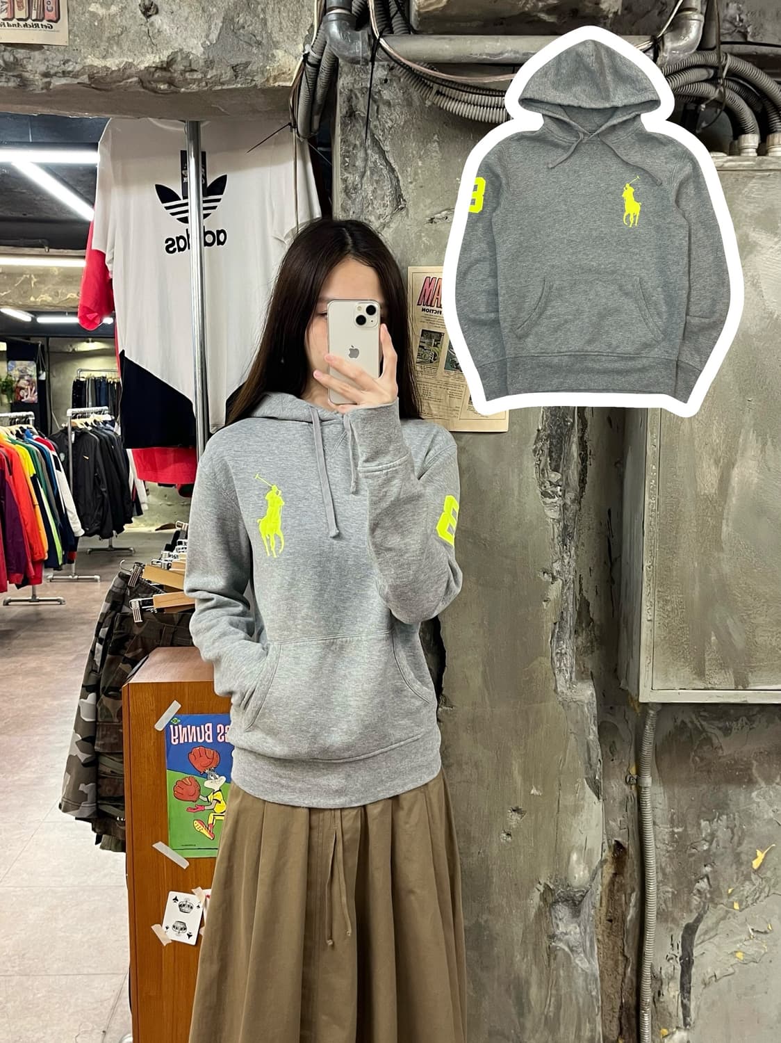 폴로 랄프로렌 빅포니 후드티 그레이 XS #csz1398 상품이미지1
