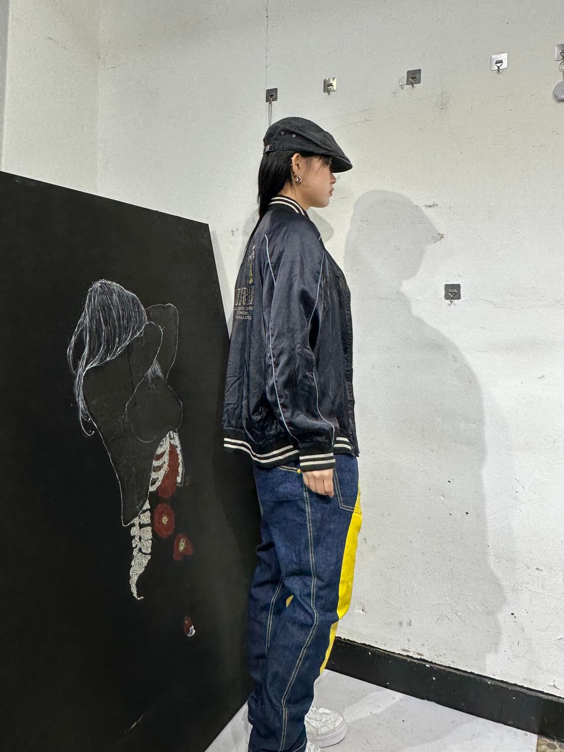 Jpn 일본빈티지 오리엔탈 일본 검정 스펠아웃 스카잔 자켓 상품이미지3