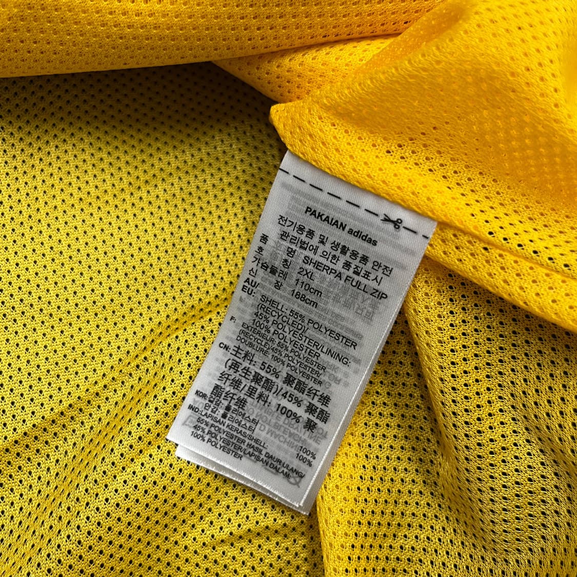 아디다스 옐로우배색 뽀글이 집업 2XL 상품이미지6