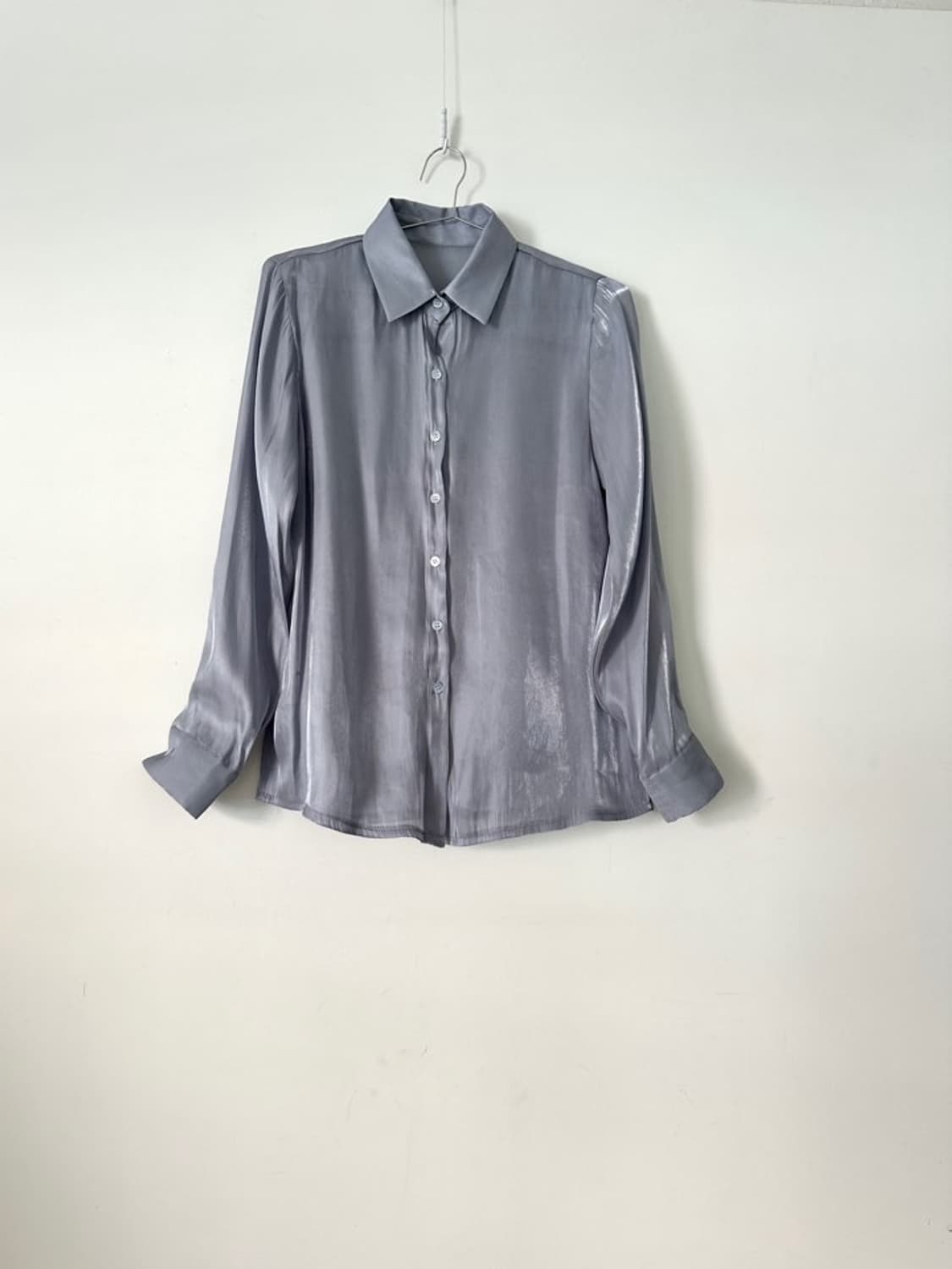 Silk satin shirt / grey 상품이미지1