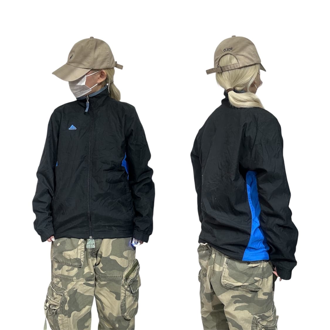 아디다스 블랙 블루 로고 바람막이 자켓 S 상품이미지1