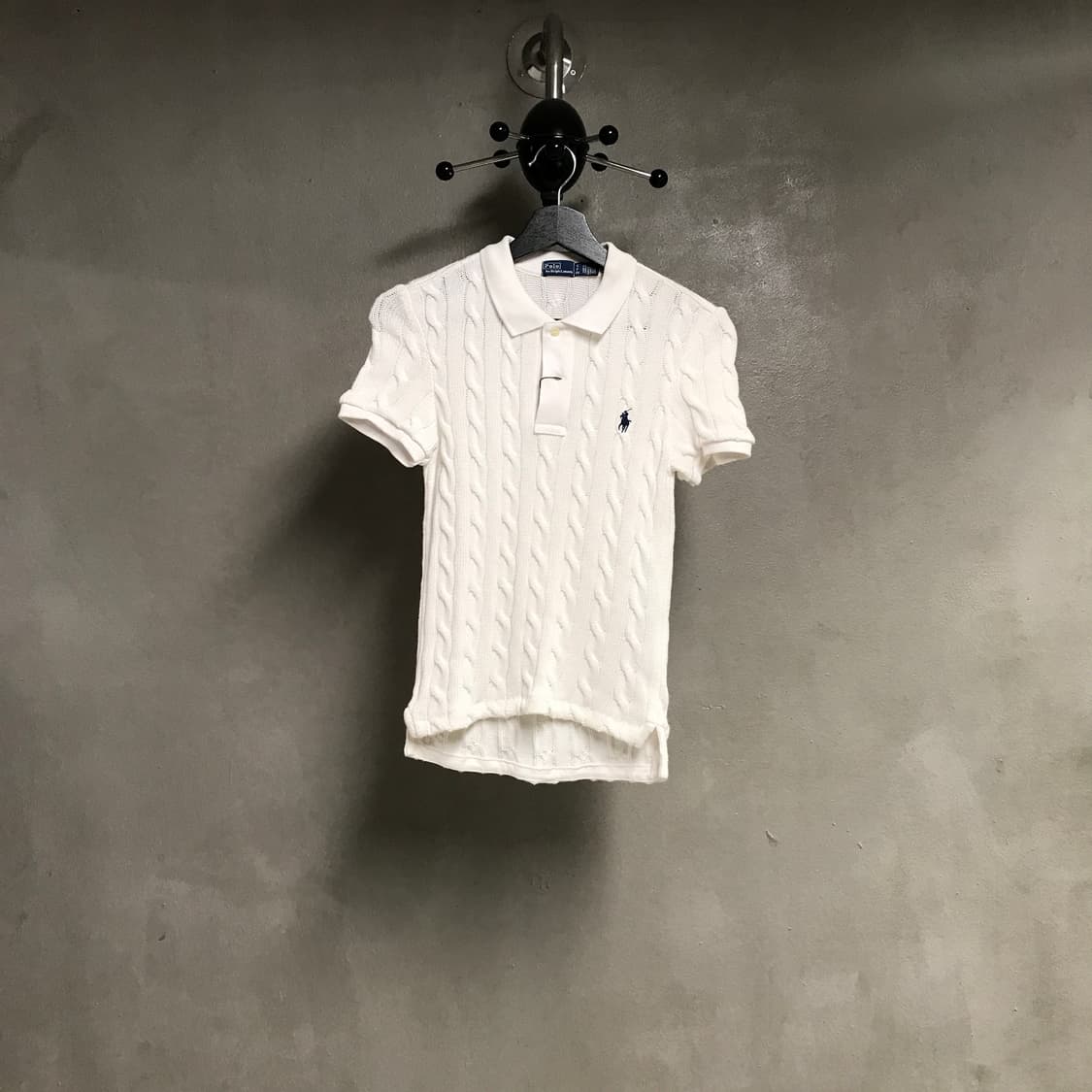 폴로 랄프로렌 QR 니트 반팔 카라티 화이트 S(W) 상품이미지1