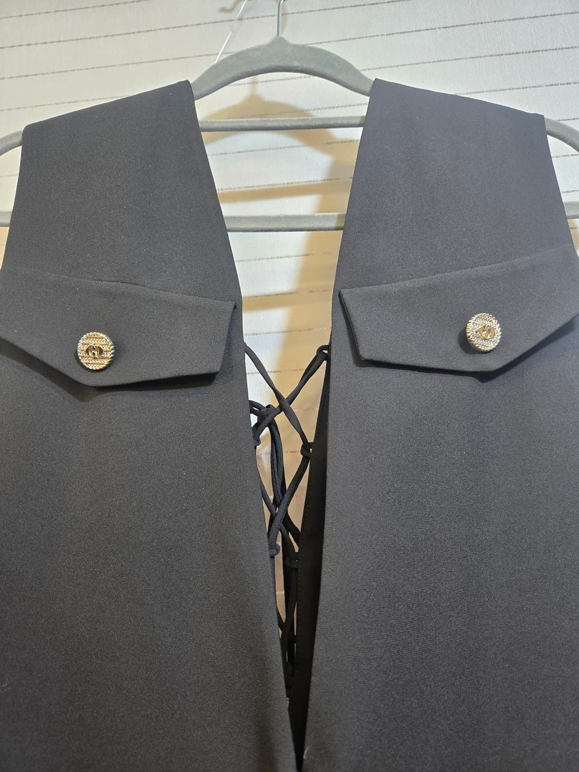  력키슈에뜨 블랙 플리츠 원피스 레이스업 카라 상품이미지2