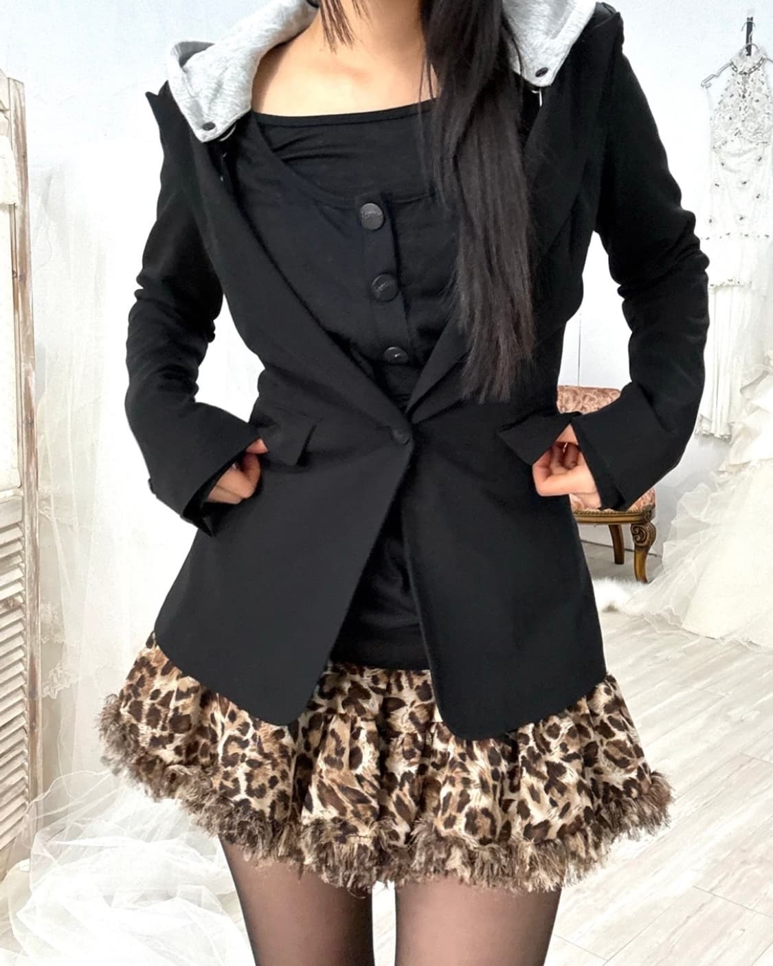 INGNI Black Hooded Slim-Fit Blazer 상품이미지2