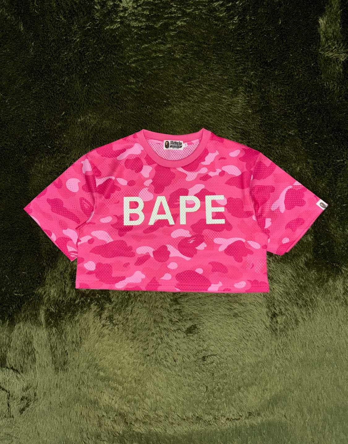 [XS] 베이프 로고 프린트 우먼즈 메쉬 탑 핑크 카모 상품이미지1