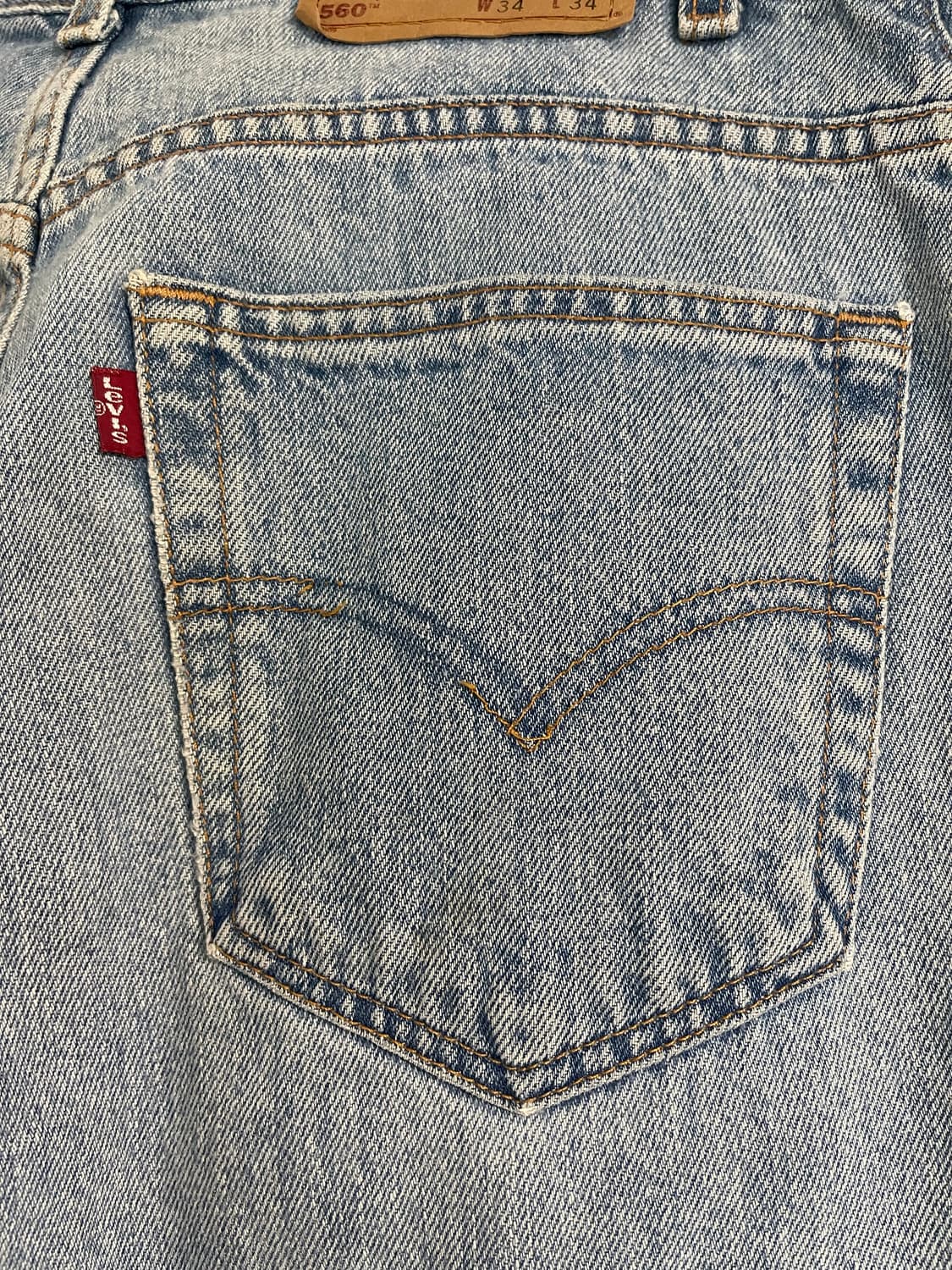 리바이스made in USA 560연청 데님청바지 34/34(기장수선) 상품이미지5