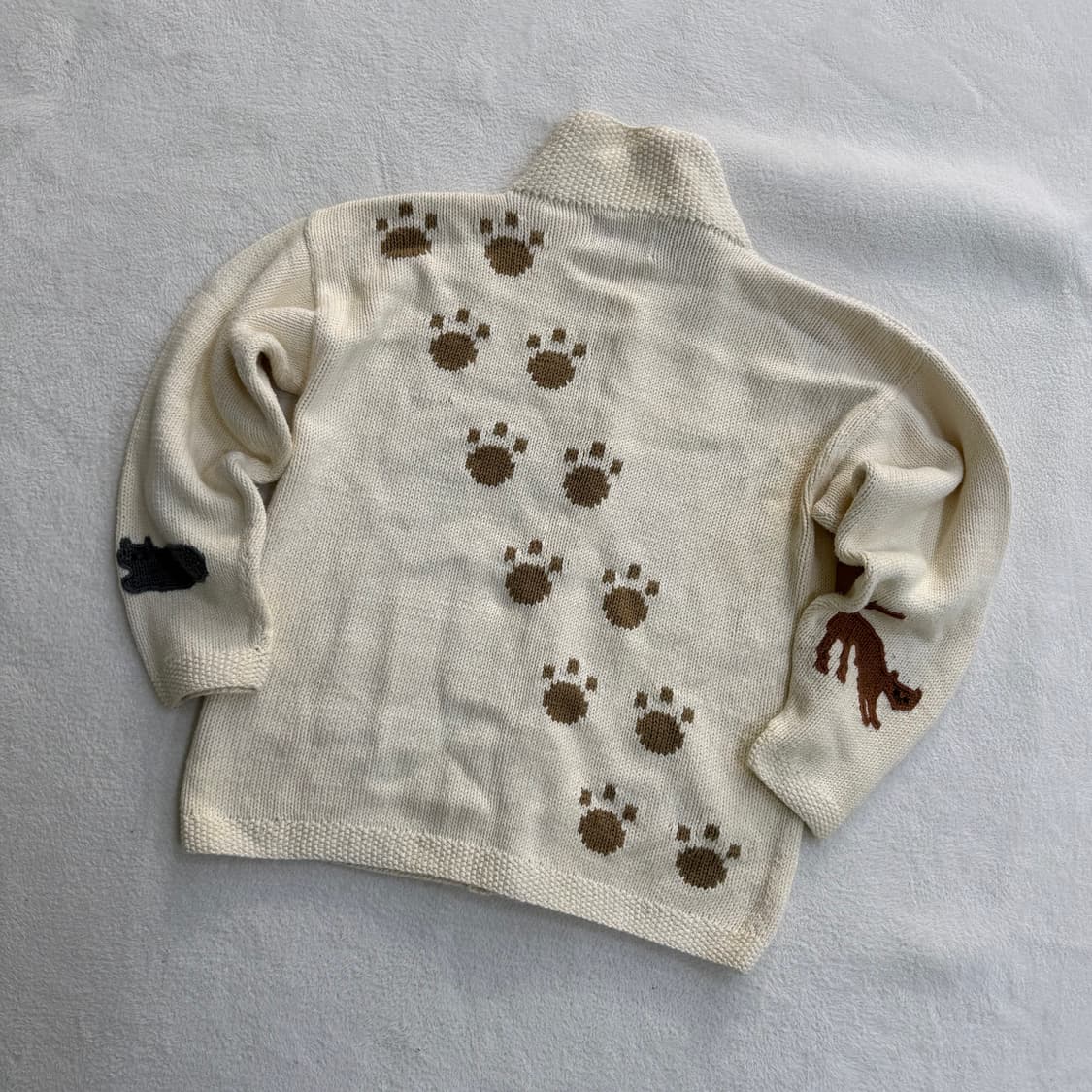 실측확인 빈티지 캣츠 로고 니트 가디건 0413T 상품이미지2