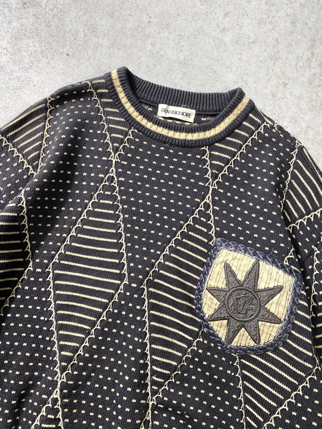 [L] 90s GRANSIGNORE 메이드 인 재팬 에스닉 울 니트 상품이미지2