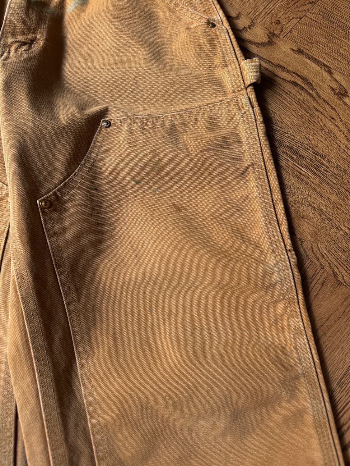 [30]칼하트 Made in USA 더티워싱 브라운 더블니 워크 팬츠 상품이미지5