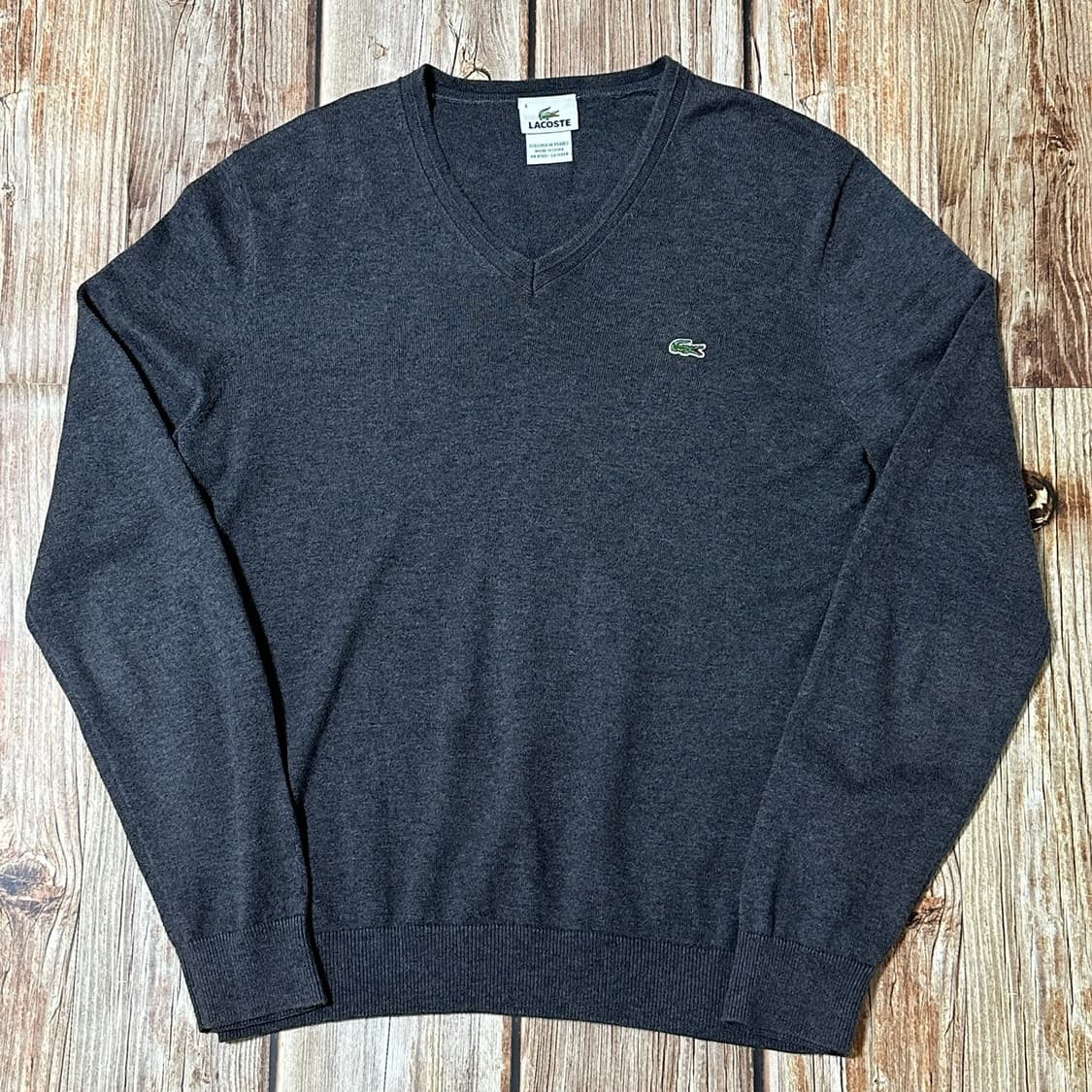 Lacoste 라코스테 V넥 코튼 니트 그레이 색상 4사이즈 상품이미지1