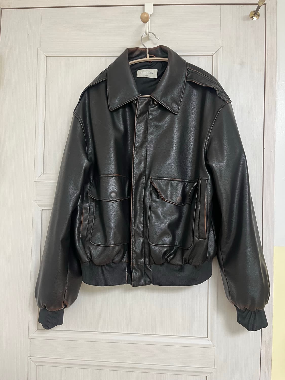 바질인보틀 레더 블루종 자켓(카라 탈부착) 상품이미지2