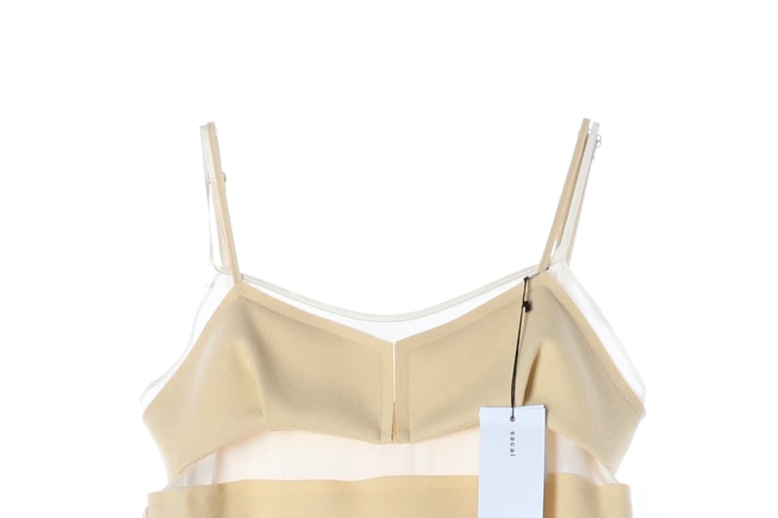 (새상품)사카이 비대칭 쉬폰 뷔스티에 나시 롱 원피스 드레스 옐로우
 상품이미지3