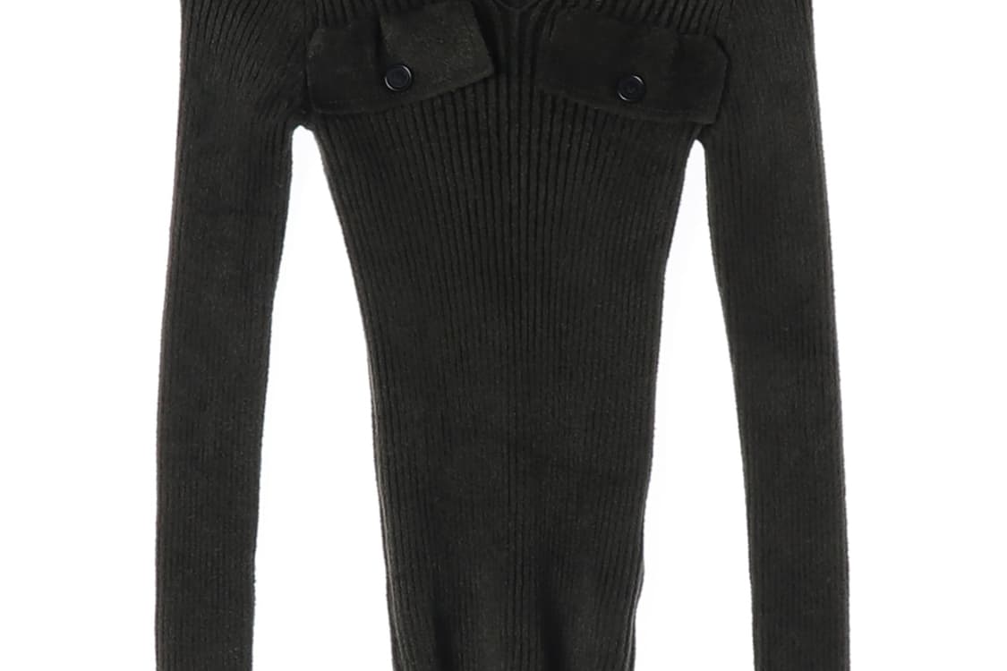 보테가베네타 리브 하이 넥 밀리터리 스웨터 견장 니트 다크그린 S
 상품이미지4