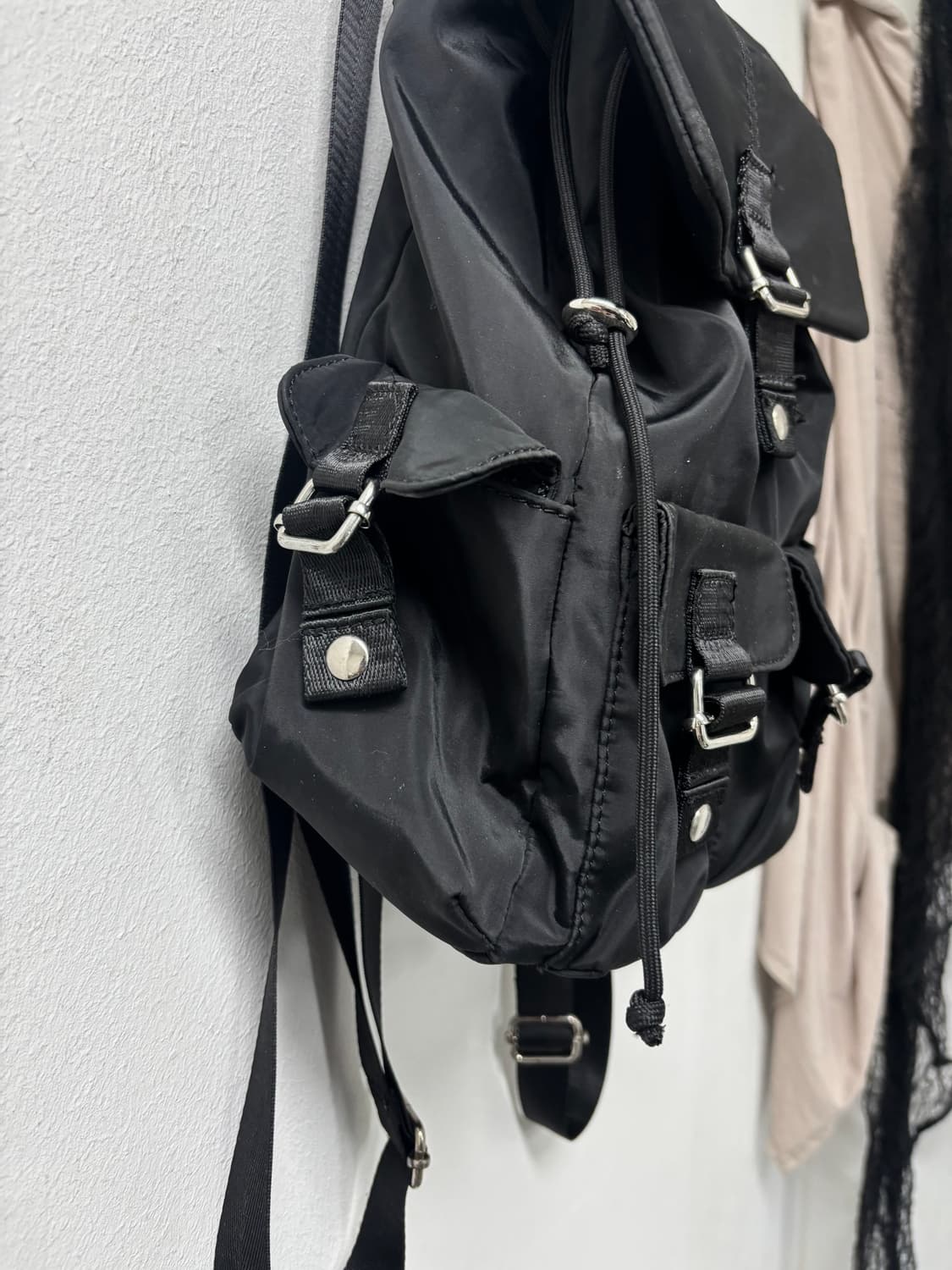 Y2K Mood Black Multi Pocket Nylon Bag 상품이미지5