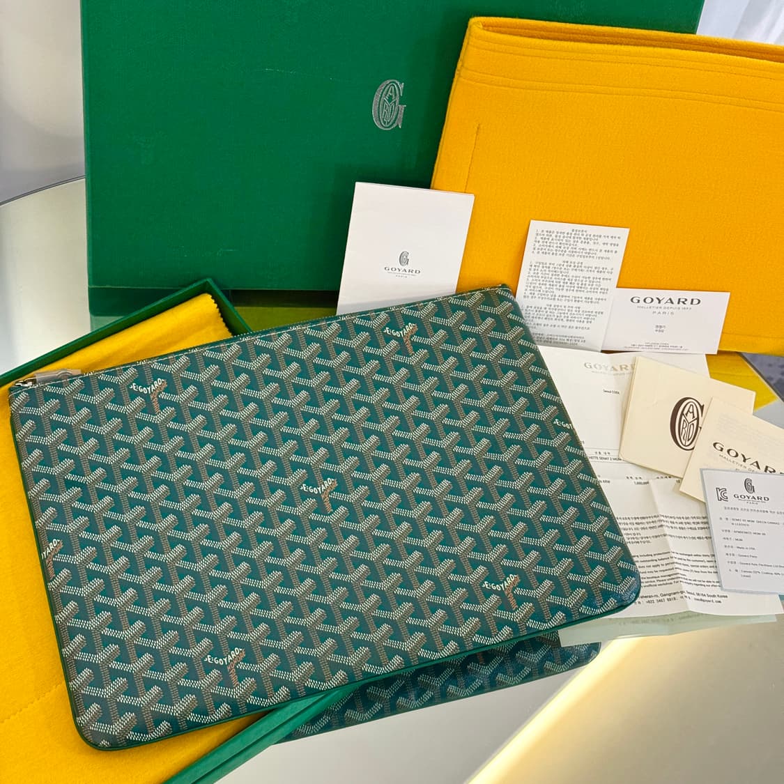 [새상품급/풀구성] 고야드 mgm 그린 세나 클러치 상품이미지4