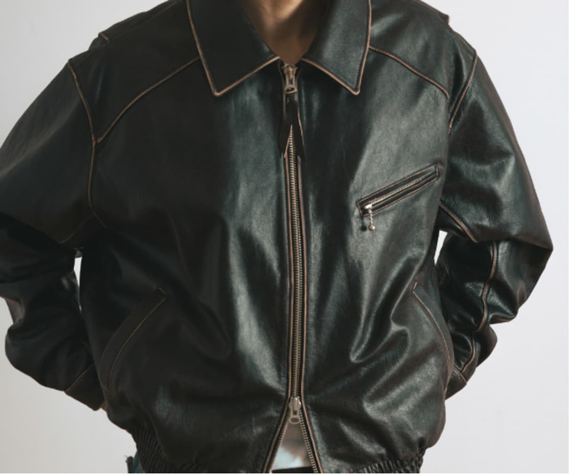 앵글런 레더 자켓 브라운 상품이미지4