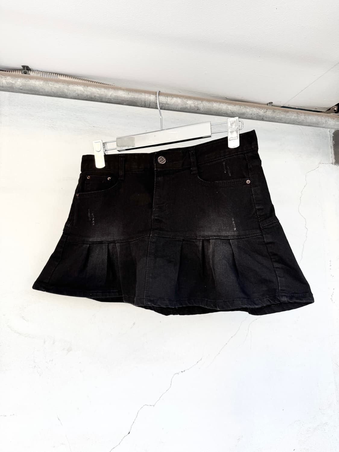 Black denim flared skirt 상품이미지1