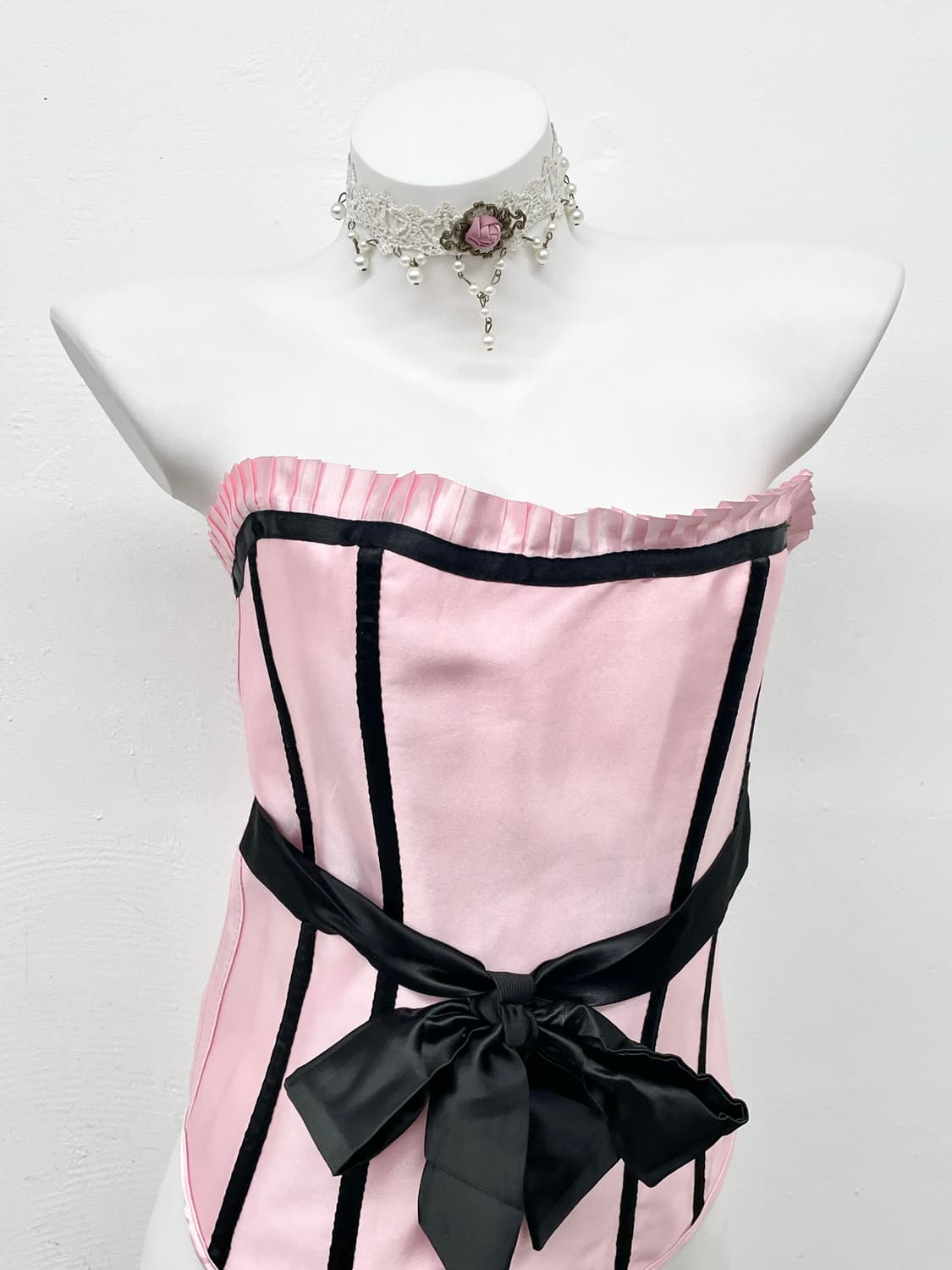 히메갸루 핑크 새틴 리본 코르셋 상품이미지2