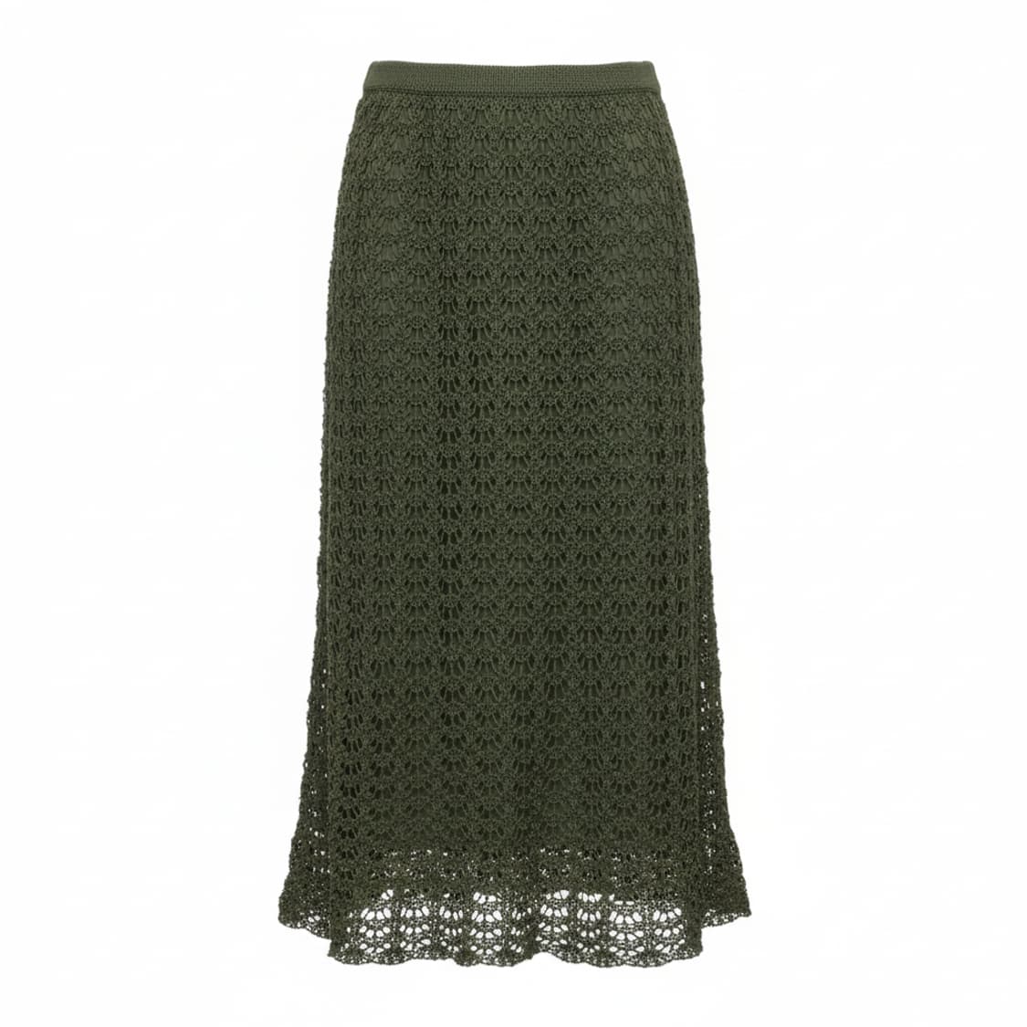 아네스베 AGNES B 카키 크로셰 니트 미디 스커트 1749 상품이미지1