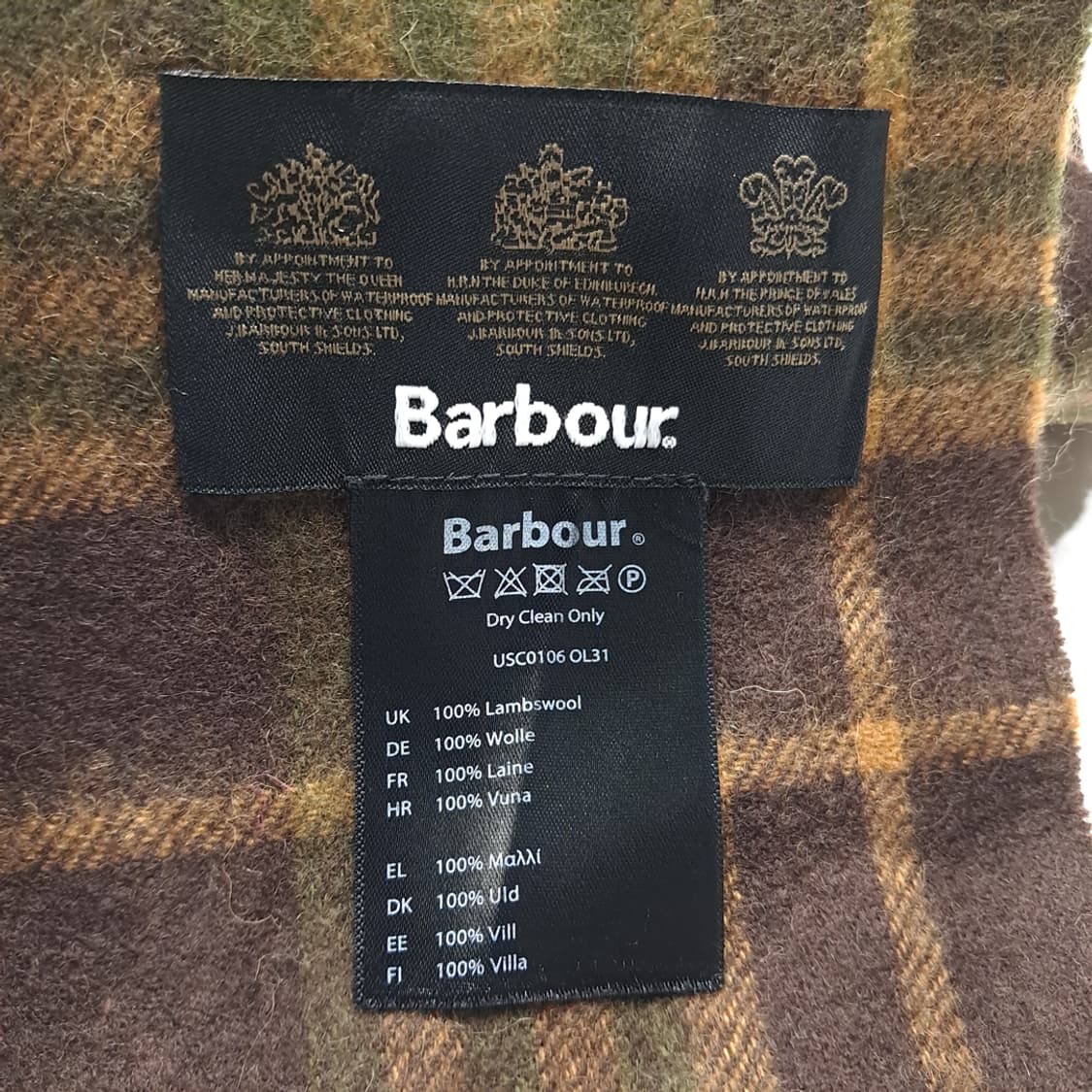 MX582 바버 램스울 타탄체크 올리브 머플러 목도리 상품이미지5