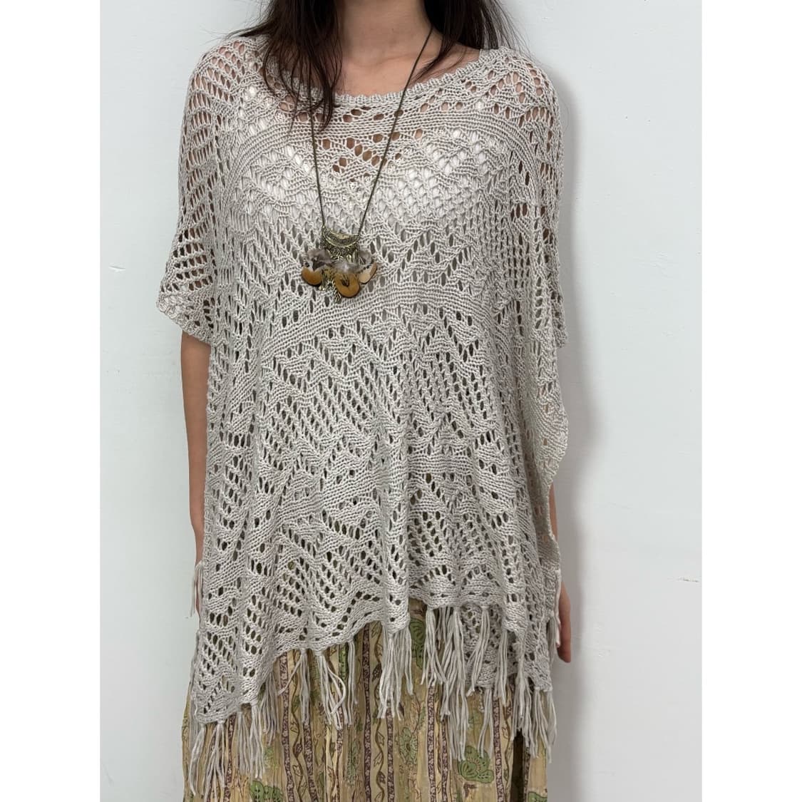 빈티지 히피 크로셰 케이프 판쵸 망토 상품이미지1