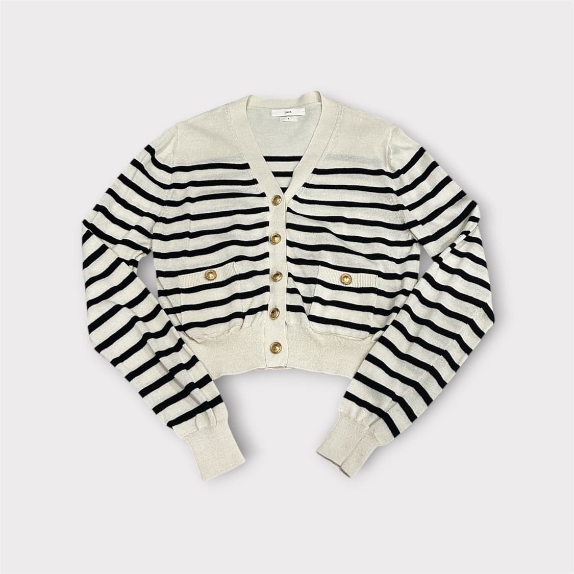 유메르 UMER 스트라이프 세미크롭 가디건 상품이미지1