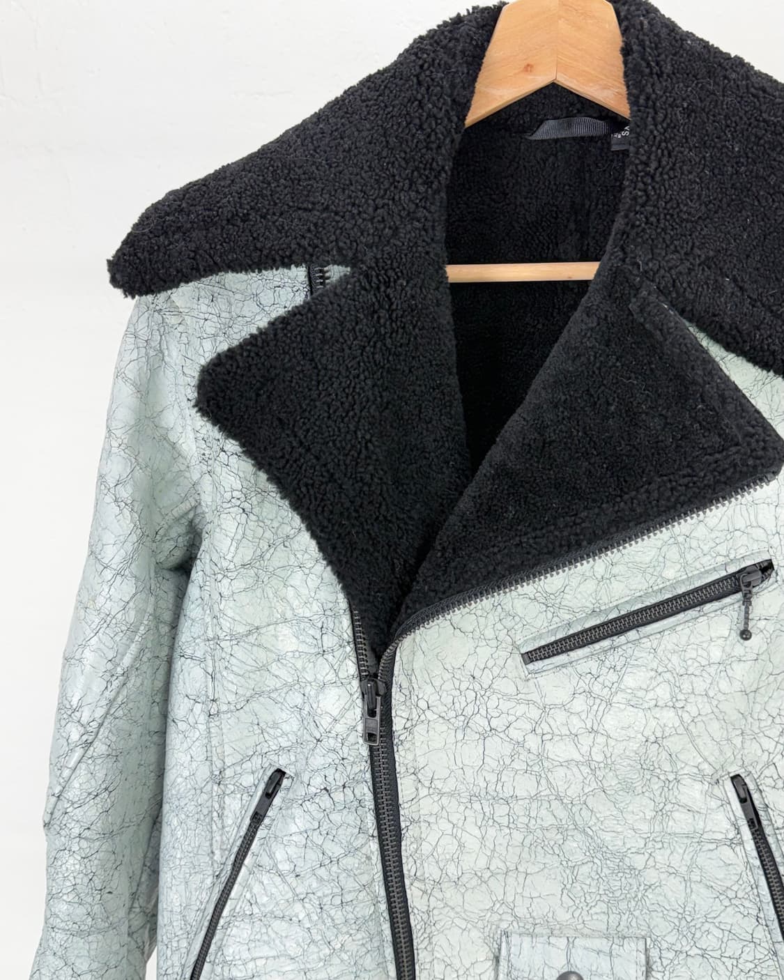 블랙 데님 비앙케토 시어링 스킨 집 라이더 자켓 상품이미지3