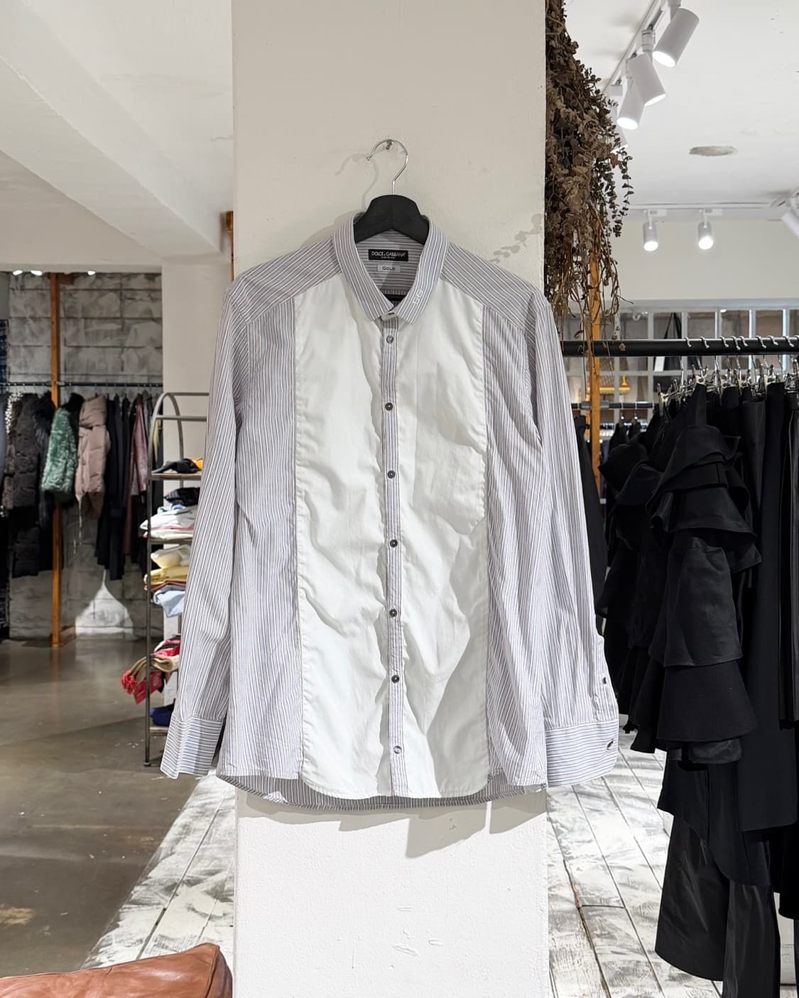 돌체앤가바나 블루 화이트 스트라이프 패널 셔츠 상품이미지1