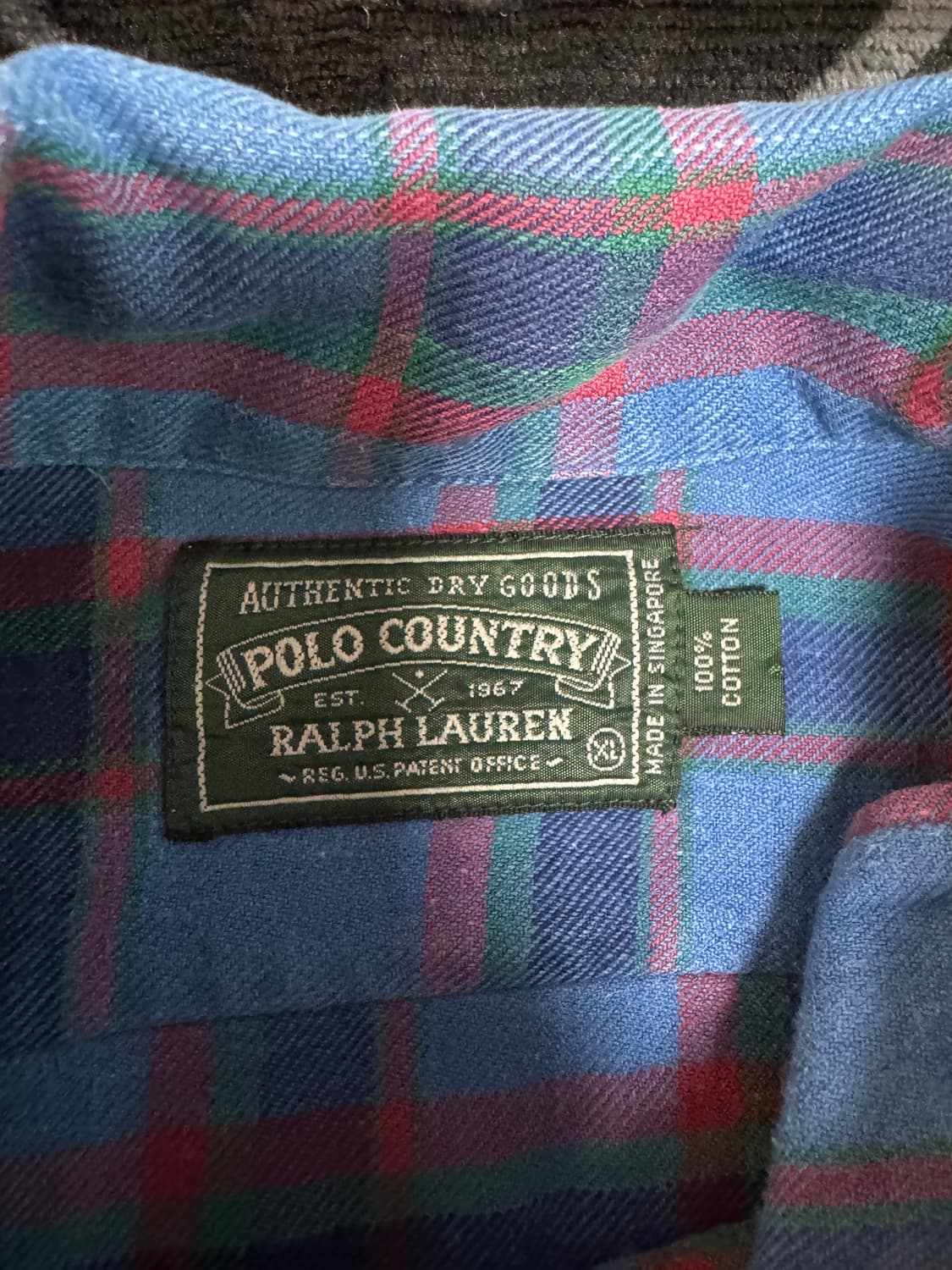 폴로 컨트리 랄프 로렌 롱 슬리브 플란넬 셔츠 블루 레드 체크 패턴 상품이미지5