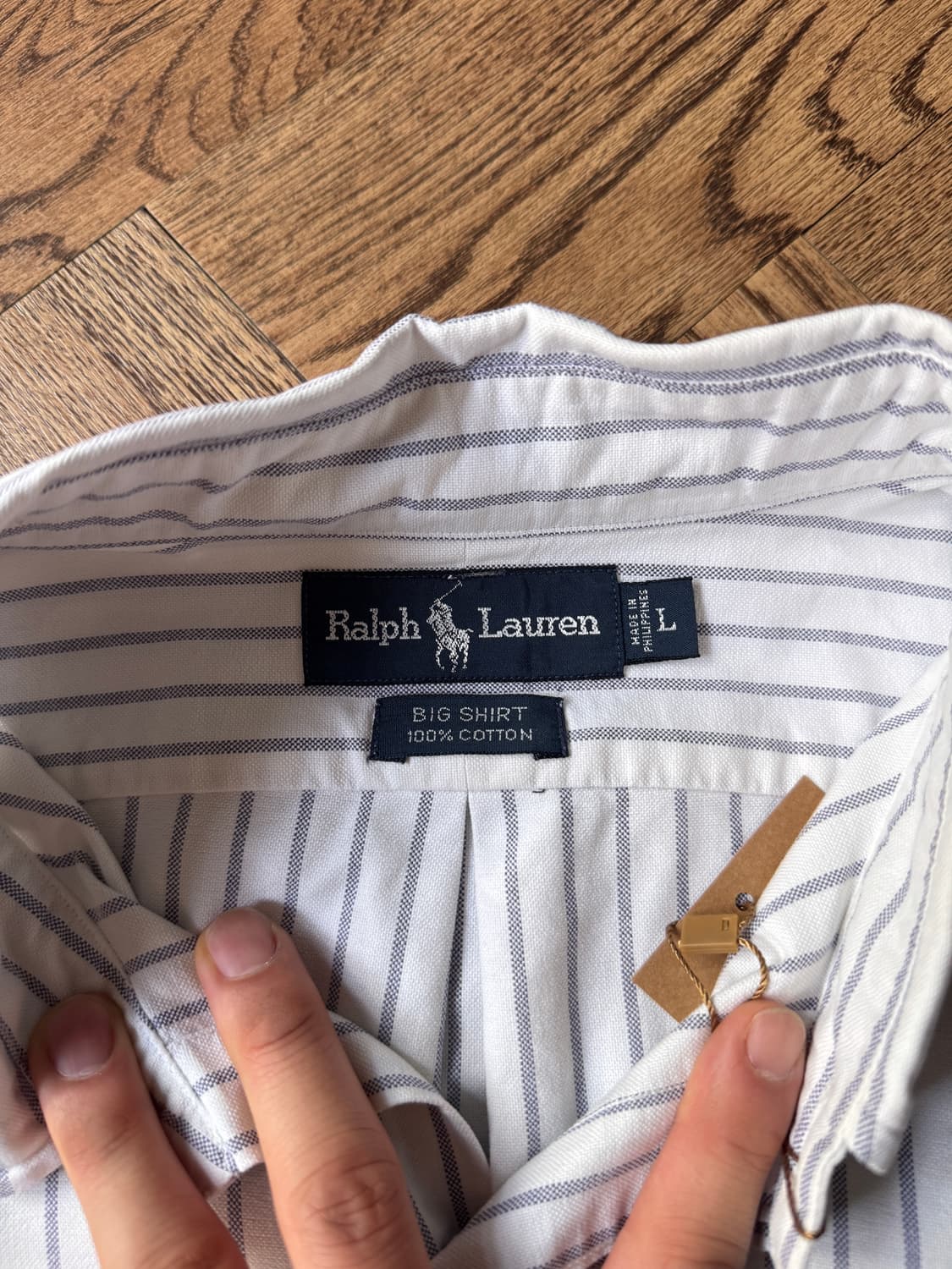 [L]90's 폴로 랄프로렌 Big Shirt 스트라이프 옥스포드 셔츠 상품이미지2