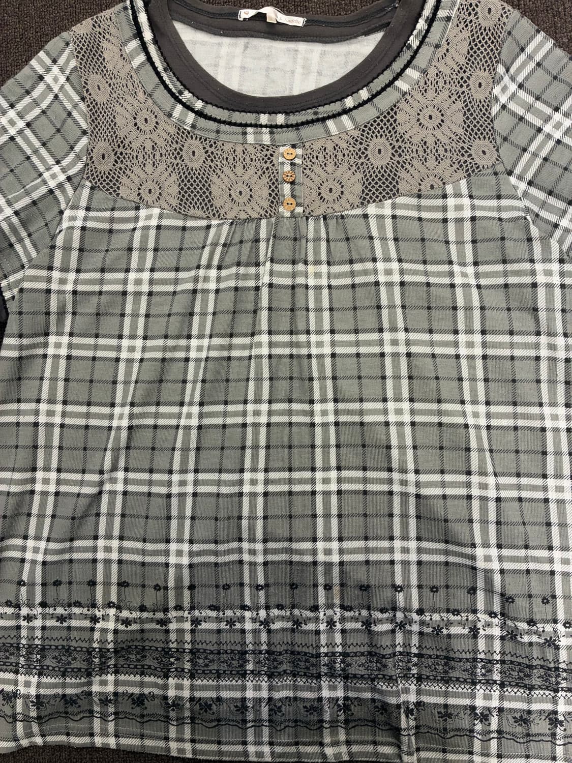 3L) Japanese vintage 여성 레이어드 체크무늬 롱 슬리브 상품이미지4