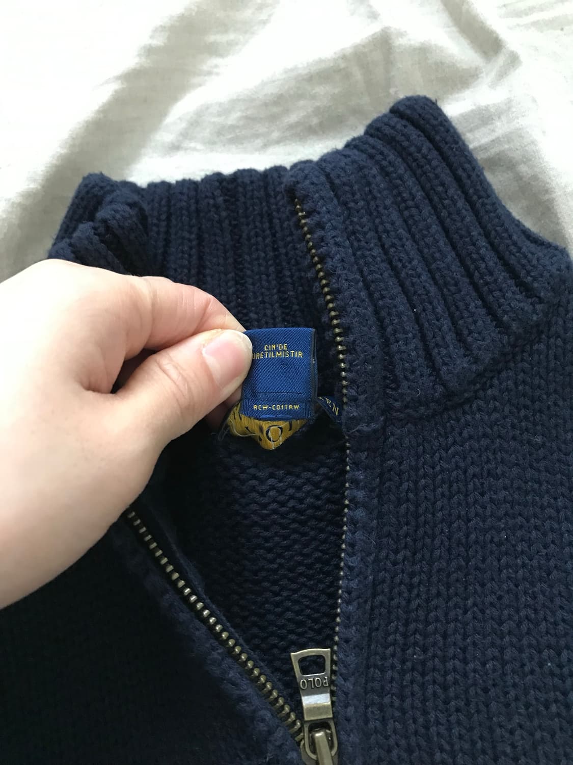 폴로 랄프로렌 성조기 로고 네이비 반집업 니트 상품이미지8