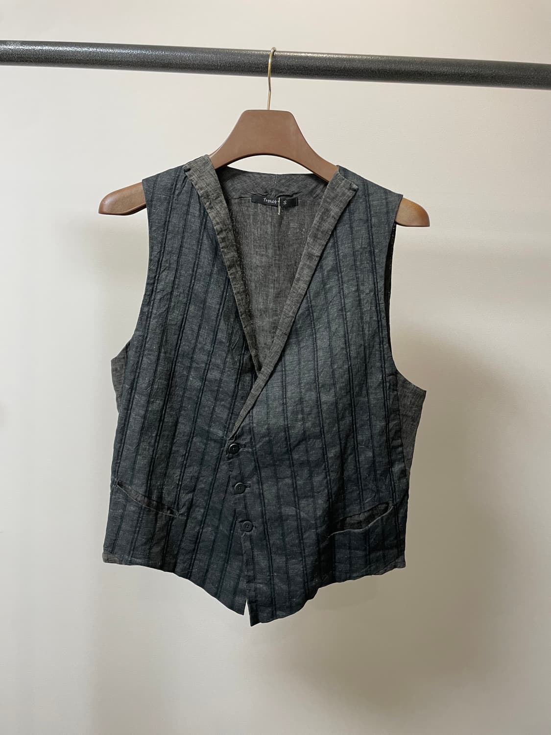 (S) Transit 트랜짓 스트라이프 투톤 린넨 코튼 베스트 상품이미지1