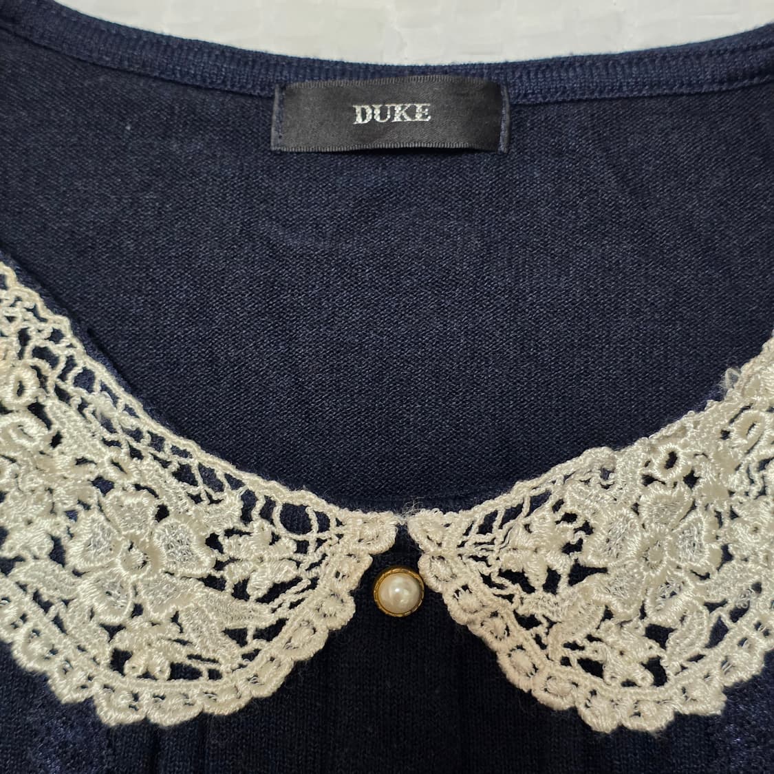 공겜여주st모리걸 레이스 네이비 로걀 블라우스 상품이미지3