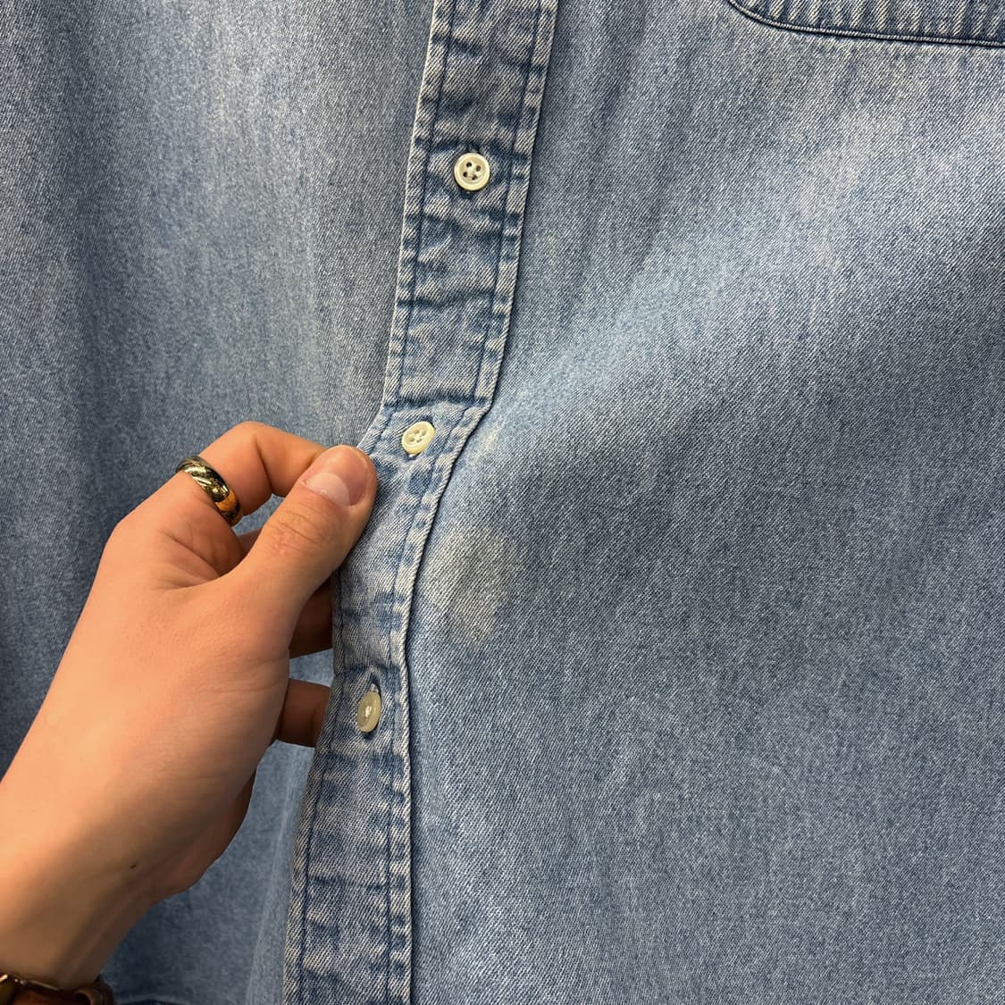 90s 폴로 랄프로렌 Big Shirt 라인 헤비 데님 셔츠 N1015 상품이미지5