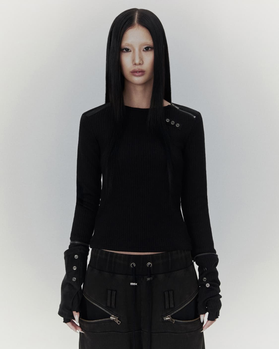 bonienkiye Detachable Zipper Leather Top 상품이미지1