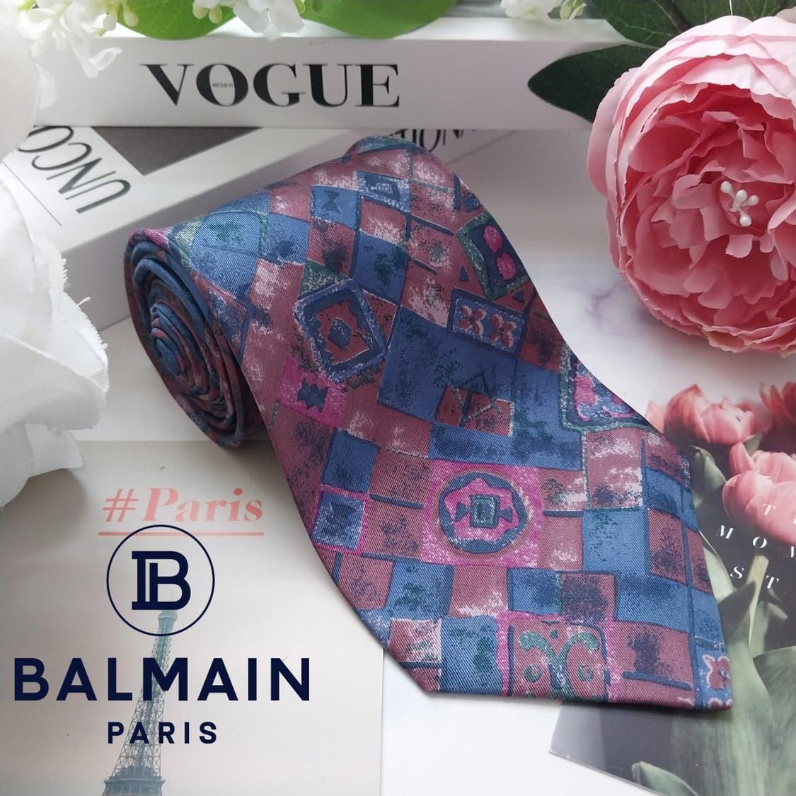 발망 실크 블루 퍼플 아트 패턴 넥타이 9.4cm A+등급 K2517
 상품이미지2