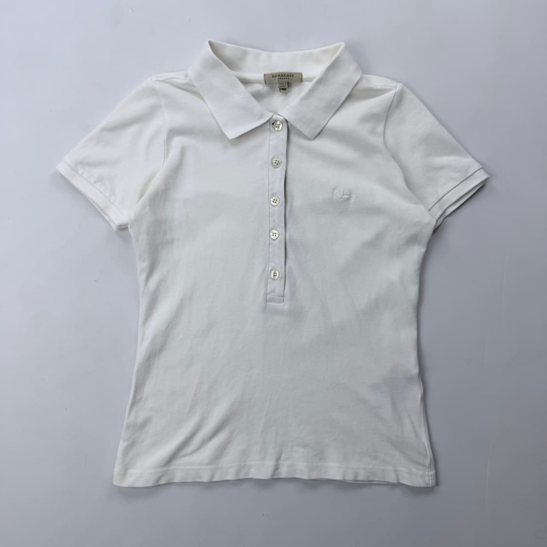 버버리 화이트 코튼 피케 반팔 상품이미지1