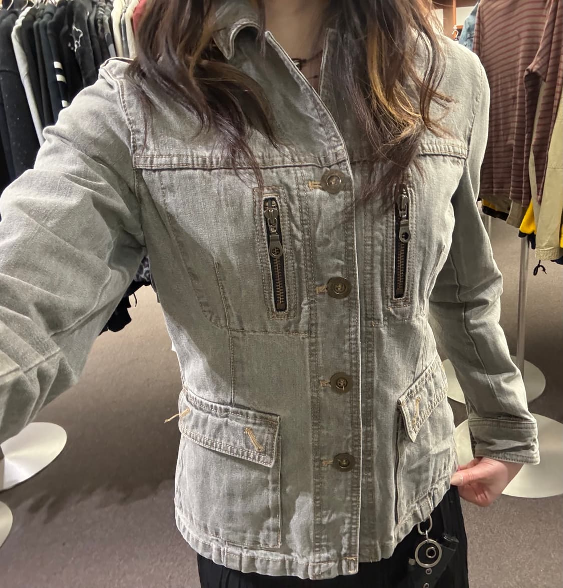 L)Comme Ca Ism 빈티지 여성 지퍼 디테일 데님자켓 상품이미지3