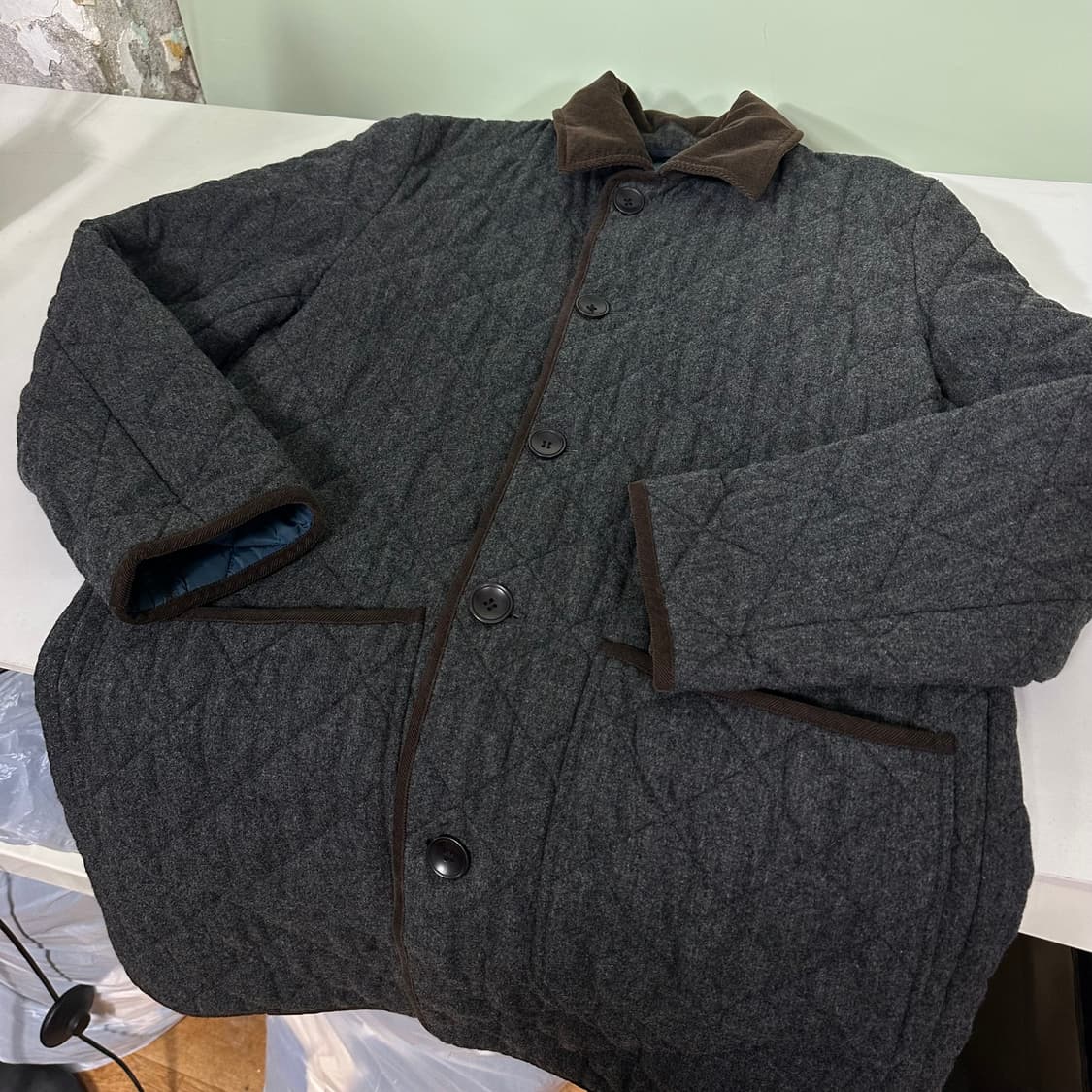 L 105 시리즈 진그레이 코듀로이카라 울 퀼팅자켓 상품이미지4