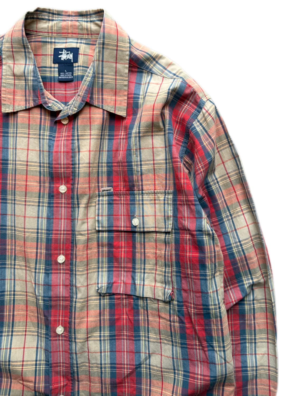 90s 스투시 체크셔츠 L(XL) 상품이미지4