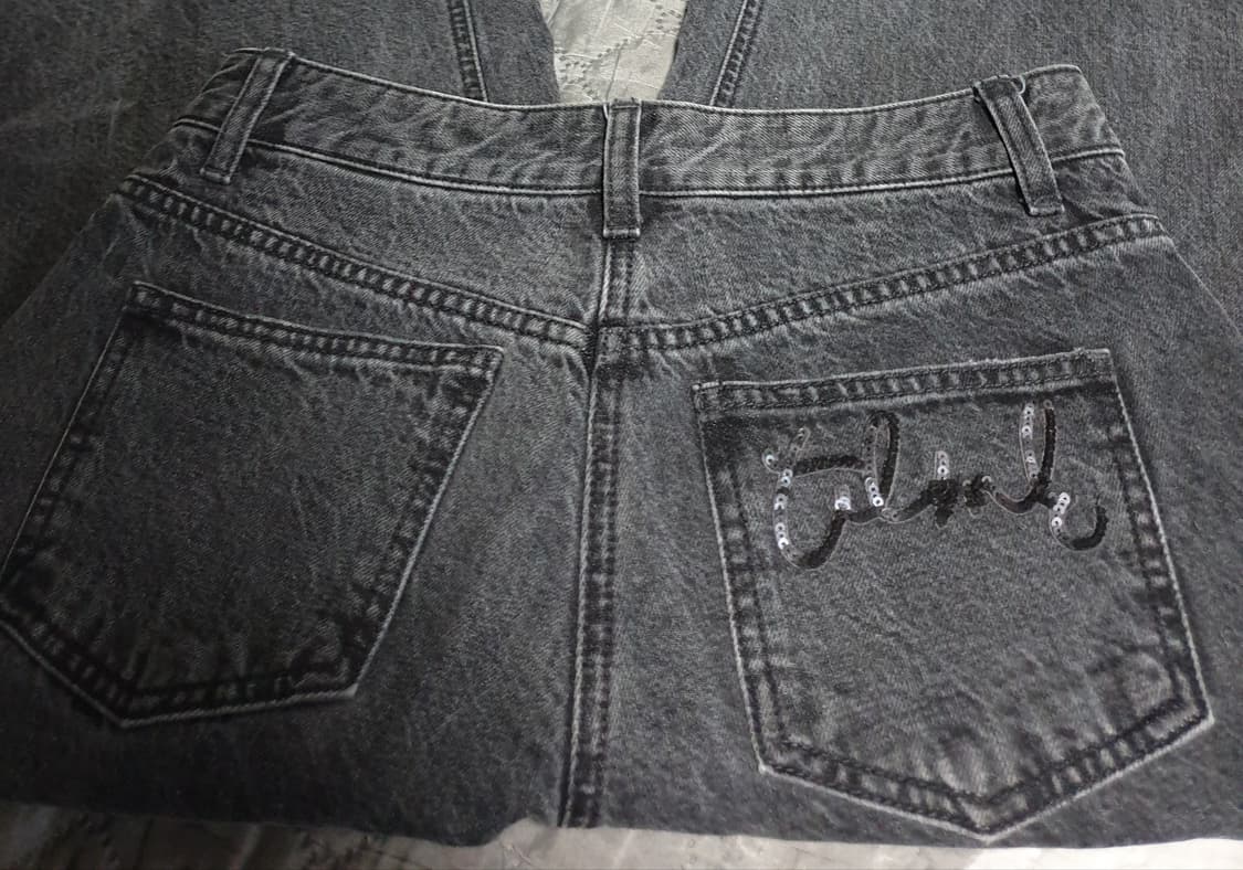 (협업제품) 타임&ROYO 워싱 백레터링 와이드 데님팬츠 흑청 (29) 상품이미지5