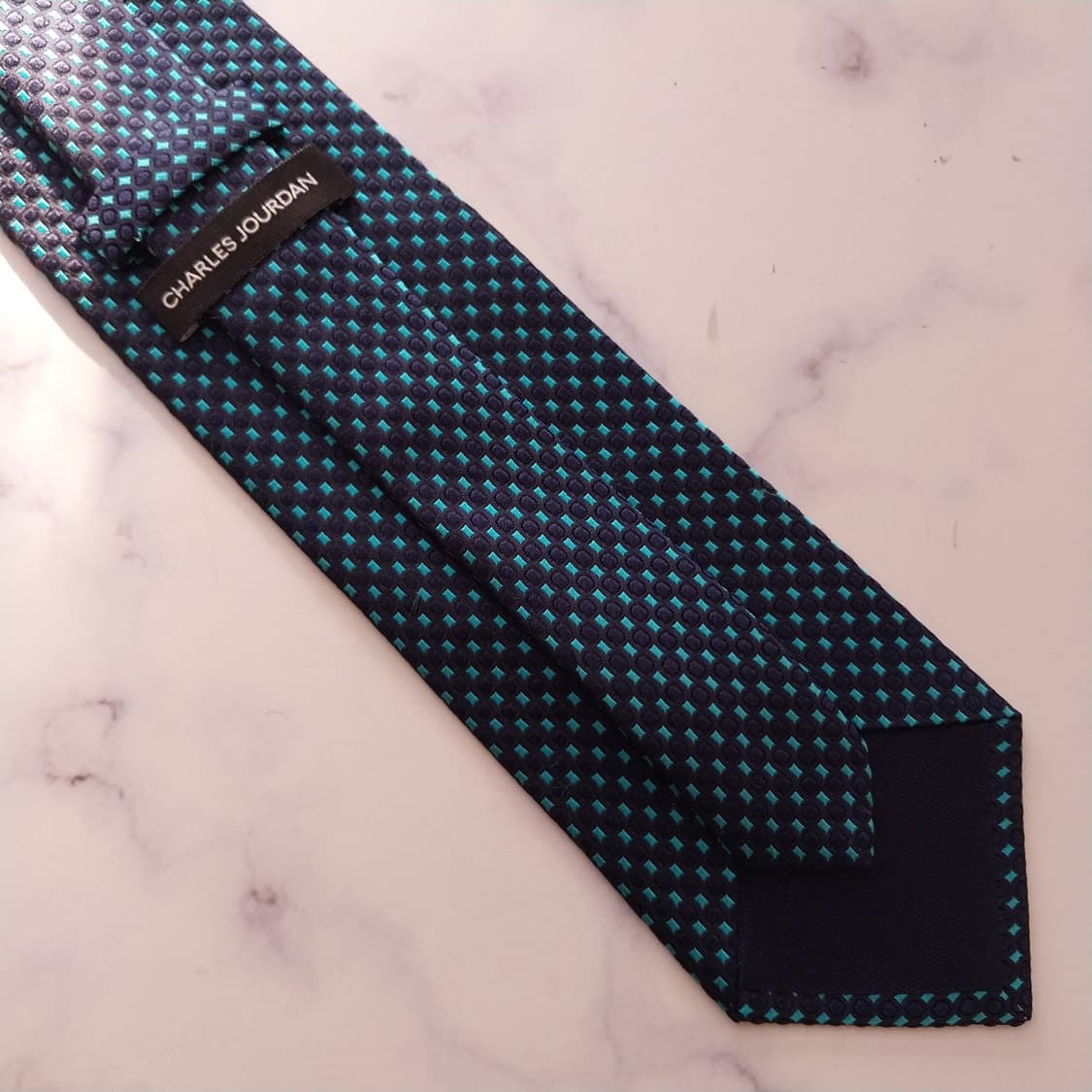 샤를주르당 실크 블루 자카드 넥타이 9.0cm A+등급 K1992 상품이미지8