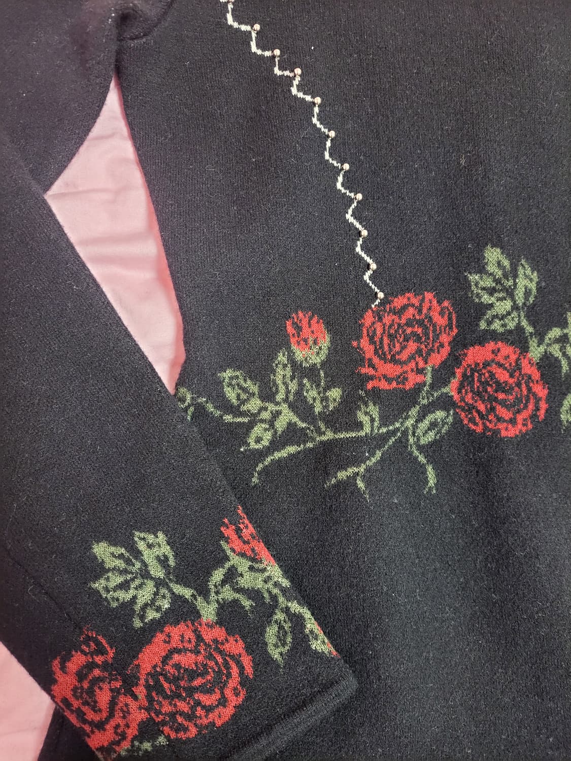 급처상태좋음!듀엘 이성경,장예원아나운서 장미 니트 긴팔 원피스 레니본st 상품이미지5