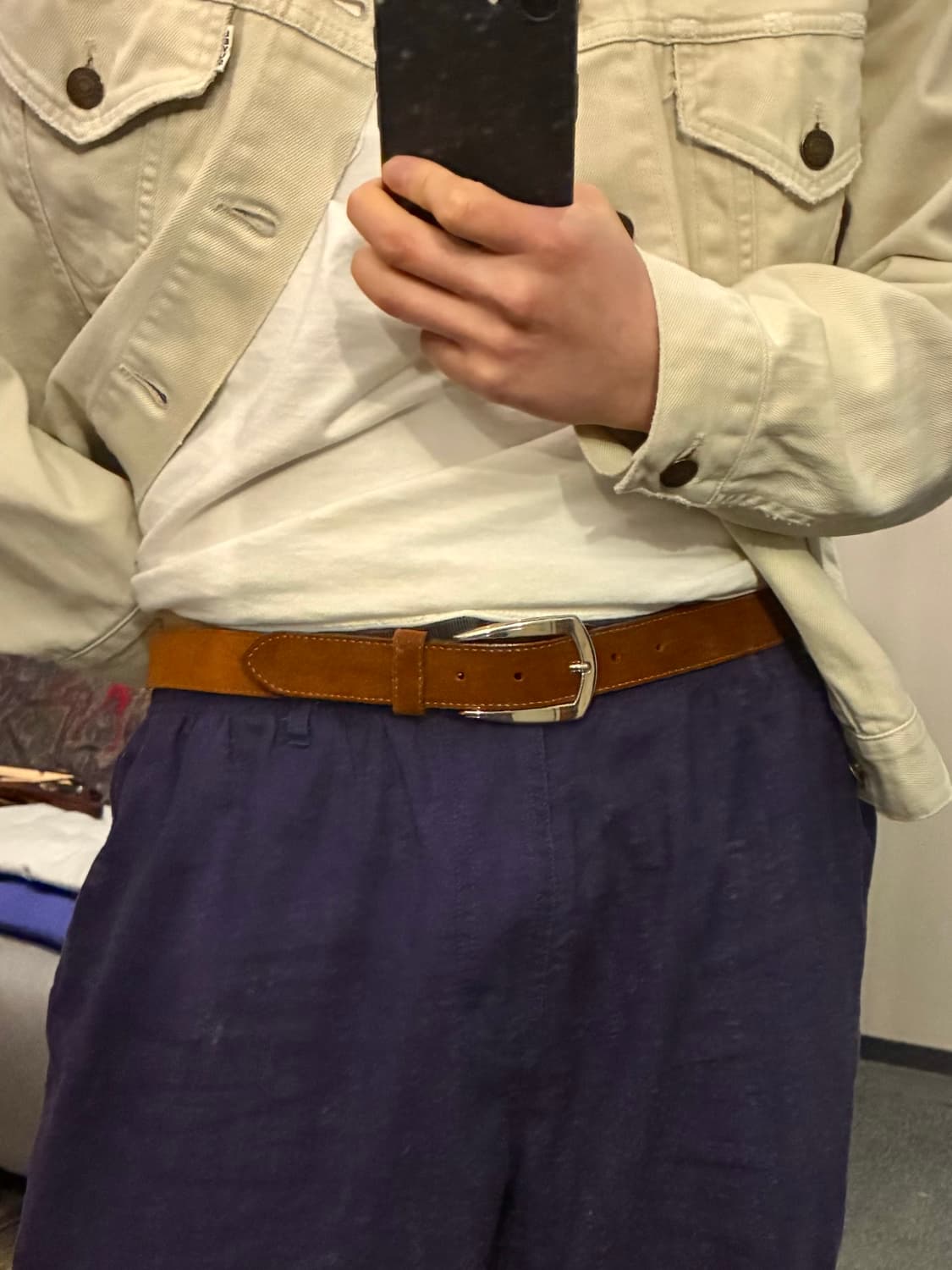 (30~33)Italy 베라펠레 이태리 레더 스웨이드 웨스턴벨트 브라운 상품이미지9