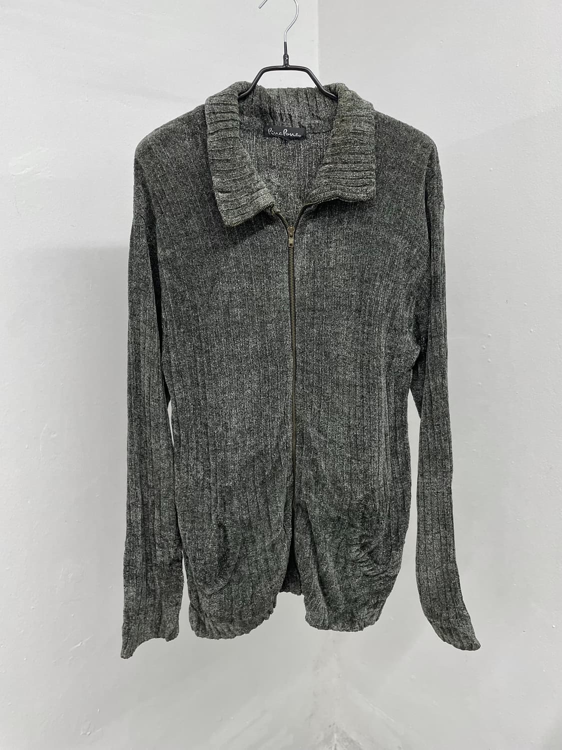 벨벳 골지 차콜 루즈 집업 상품이미지4