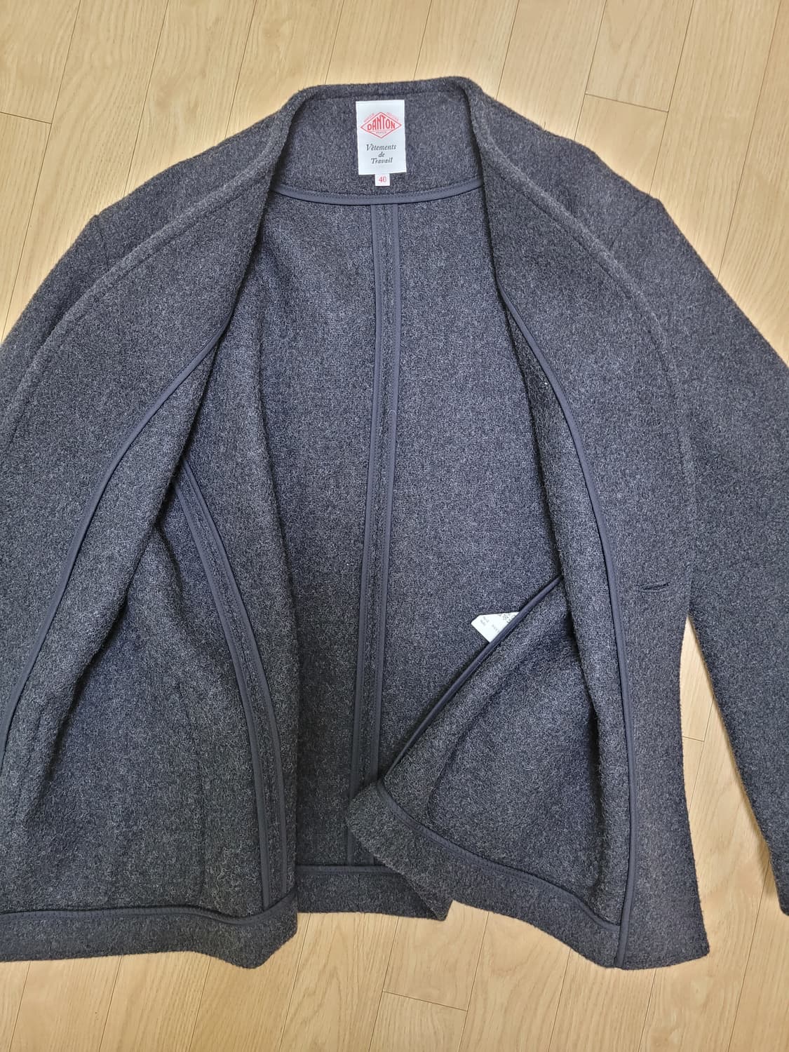 DANTON 단톤 울 노카라 재킷 그레이 상품이미지4